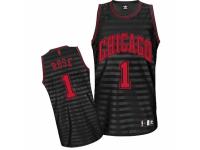 Men Adidas Chicago Bulls #1 Derrick Rose Authentic Black-Grey Groove NBA Jersey