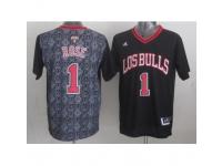 Men Adidas Chicago Bulls #1 Derrick Rose Authentic Black New Latin Nights NBA Jersey