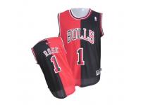 Men Adidas Chicago Bulls #1 Derrick Rose Authentic Black-Red Split Fashion NBA Jersey
