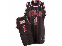 Men Adidas Chicago Bulls #1 Derrick Rose Authentic Black-Red Strip NBA Jersey