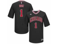 Men Adidas Chicago Bulls #1 Derrick Rose Authentic Black Short Sleeve NBA Jersey