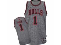 Men Adidas Chicago Bulls #1 Derrick Rose Authentic Grey Static Fashion NBA Jersey