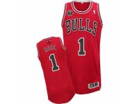 Men Adidas Chicago Bulls #1 Derrick Rose Authentic Red Road 20TH Anniversary NBA Jersey