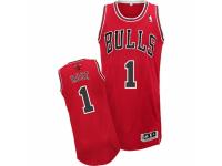 Men Adidas Chicago Bulls #1 Derrick Rose Authentic Red Road NBA Jersey