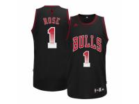 Men Adidas Chicago Bulls #1 Derrick Rose Swingman Black Fashion NBA Jersey