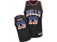 Men Adidas Chicago Bulls #13 Joakim Noah Swingman Black USA Flag Fashion NBA Jersey