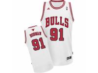 Men Adidas Chicago Bulls #91 Dennis Rodman Swingman White Home NBA Jersey