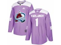 Men Adidas Colorado Avalanche 1 Semyon Varlamov Authentic Purple Fights Cancer Practice NHL Jersey