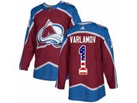 Men Adidas Colorado Avalanche #1 Semyon Varlamov Burgundy Red USA Flag Fashion NHL Jersey