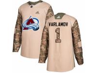 Men Adidas Colorado Avalanche #1 Semyon Varlamov Camo Veterans Day Practice NHL Jersey