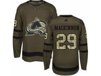 Men Adidas Colorado Avalanche #29 Nathan MacKinnon Green Salute to Service NHL Jersey