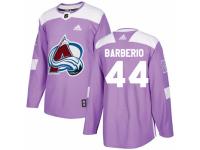 Men Adidas Colorado Avalanche 44 Mark Barberio Authentic Purple Fights Cancer Practice NHL Jersey