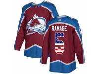 Men Adidas Colorado Avalanche #5 Rob Ramage Burgundy Red USA Flag Fashion NHL Jersey