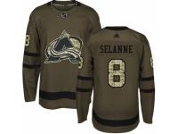 Men Adidas Colorado Avalanche #8 Teemu Selanne Green Salute to Service NHL Jersey