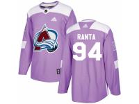 Men Adidas Colorado Avalanche 94 Sampo Ranta Authentic Purple Fights Cancer Practice NHL Jersey
