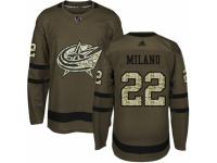Men Adidas Columbus Blue Jackets #22 Sonny Milano Green Salute to Service NHL Jersey