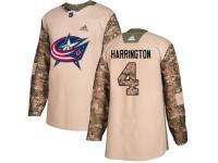 Men Adidas Columbus Blue Jackets #4 Scott Harrington Camo Veterans Day Practice NHL Jersey
