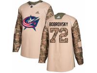 Men Adidas Columbus Blue Jackets #72 Sergei Bobrovsky Camo Veterans Day Practice NHL Jersey