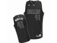 Men Adidas Dallas Mavericks #41 Dirk Nowitzki Swingman Black-White Fashion NBA Jersey