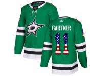 Men Adidas Dallas Stars #11 Mike Gartner Green USA Flag Fashion NHL Jersey