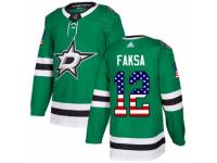 Men Adidas Dallas Stars #12 Radek Faksa Green USA Flag Fashion NHL Jersey