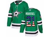 Men Adidas Dallas Stars #21 Antoine Roussel Green USA Flag Fashion NHL Jersey