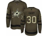 Men Adidas Dallas Stars #30 Jon Casey Green Salute to Service NHL Jersey