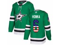 Men Adidas Dallas Stars #6 Julius Honka Green USA Flag Fashion NHL Jersey