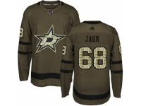 Men Adidas Dallas Stars #68 Jaromir Jagr Green Salute to Service NHL Jersey