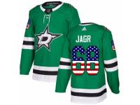 Men Adidas Dallas Stars #68 Jaromir Jagr Green USA Flag Fashion NHL Jersey