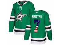 Men Adidas Dallas Stars #7 Neal Broten Green USA Flag Fashion NHL Jersey