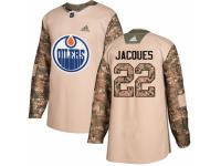 Men Adidas Edmonton Oilers #22 Jean-Francois Jacques Camo Veterans Day Practice NHL Jersey