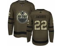 Men Adidas Edmonton Oilers #22 Jean-Francois Jacques Green Salute to Service NHL Jersey
