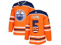 Men Adidas Edmonton Oilers #5 Mark Fayne Orange USA Flag Fashion NHL Jersey
