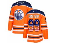 Men Adidas Edmonton Oilers #99 Wayne Gretzky Orange USA Flag Fashion NHL Jersey