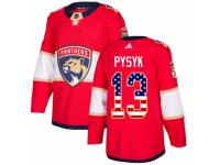 Men Adidas Florida Panthers #13 Mark Pysyk Red USA Flag Fashion NHL Jersey