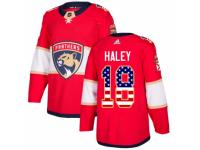 Men Adidas Florida Panthers #18 Micheal Haley Red USA Flag Fashion NHL Jersey