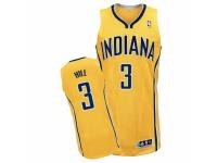 Men Adidas Indiana Pacers #3 George Hill Authentic Gold Alternate NBA Jersey