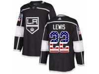 Men Adidas Los Angeles Kings #22 Trevor Lewis Black USA Flag Fashion NHL Jersey
