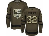 Men Adidas Los Angeles Kings #32 Kelly Hrudey Green Salute to Service NHL Jersey