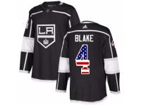 Men Adidas Los Angeles Kings #4 Rob Blake Black USA Flag Fashion NHL Jersey