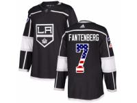 Men Adidas Los Angeles Kings #7 Oscar Fantenberg Black USA Flag Fashion NHL Jersey