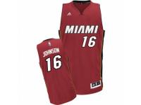 Men Adidas Miami Heat #16 James Johnson Swingman Red Alternate NBA Jersey