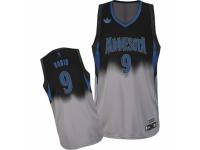 Men Adidas Minnesota Timberwolves #9 Ricky Rubio Swingman Black-Grey Fadeaway Fashion NBA Jersey