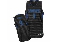 Men Adidas Minnesota Timberwolves #9 Ricky Rubio Swingman Black-Grey Groove NBA Jersey