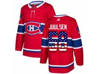 Men Adidas Montreal Canadiens #58 Noah Juulsen Red USA Flag Fashion NHL Jersey