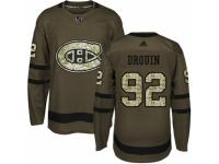 Men Adidas Montreal Canadiens #92 Jonathan Drouin Green Salute to Service NHL Jersey