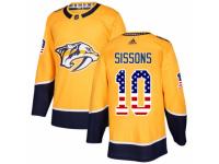 Men Adidas Nashville Predators #10 Colton Sissons Gold USA Flag Fashion NHL Jersey