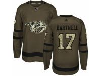 Men Adidas Nashville Predators #17 Scott Hartnell Green Salute to Service NHL Jersey