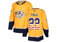 Men Adidas Nashville Predators #22 Kevin Fiala Gold USA Flag Fashion NHL Jersey